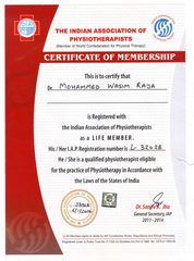 Indian Association of Physiotherapists — Life Member Certificate, Dr. Mohammed Wasim Raja, Reg. L-32028